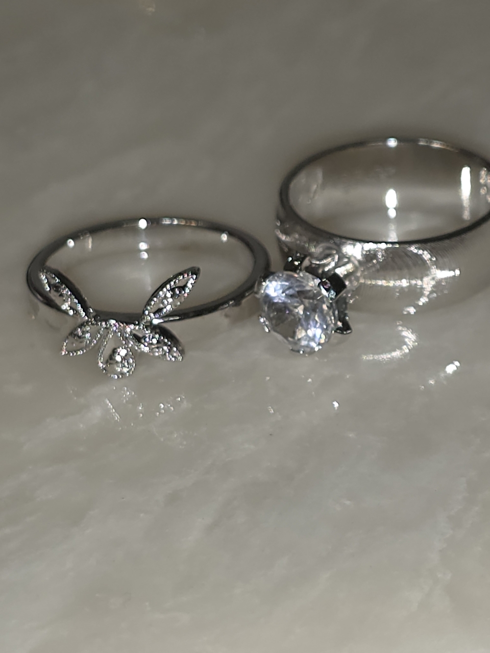 Vintage Uncas 14KT GF Size 5 Wedding Ring Set Solitaire & Contour Bow Jacket